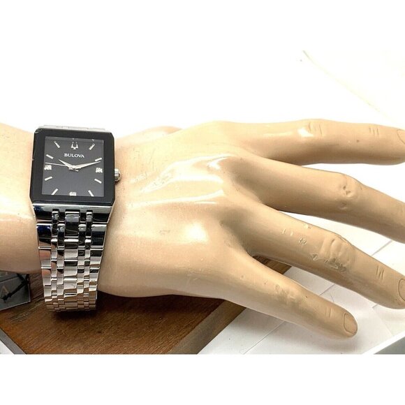 Bulova Men's Watch 96D145 Diamond Black Dial Silver Stainless Steel Quar… - Picture 4 of 15